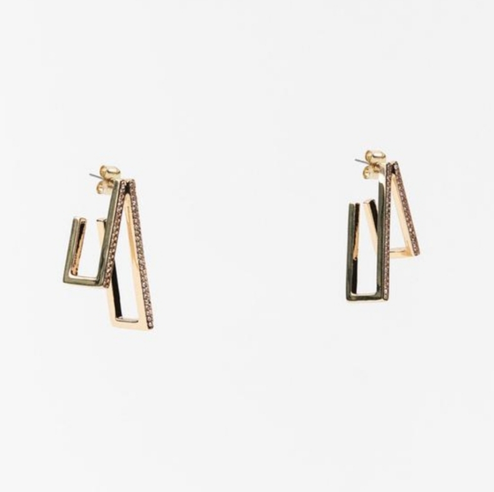 Zara Gold and Black Geometric Earrings